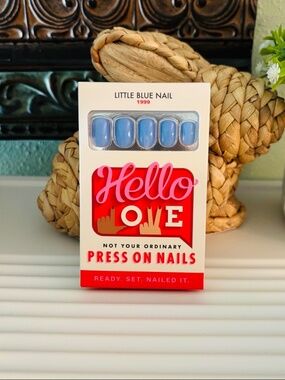 Hello Love Little Blue Nail Press On Nails
